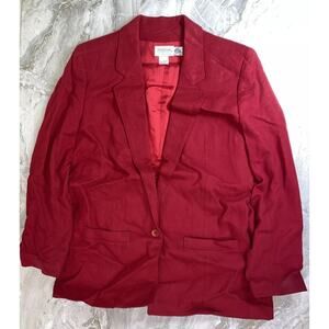 VTG Haggar Jacket Womens 12‎ Red 100% Wool Blazer Sport Coat